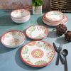 imageGibson Home Mauna Melamine Plastic Dinnerware Set Service for 4 12pcs Brick Floral