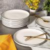 imageGibson Home Oslo 8Piece Porcelain Chip and Scratch Resistant Dinner Plate Set  White wBlack Rim