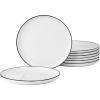 imageGibson Home Oslo 8Piece Porcelain Chip and Scratch Resistant Dinner Plate Set  White wBlack Rim