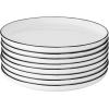 imageGibson Home Oslo 8Piece Porcelain Chip and Scratch Resistant Dinner Plate Set  White wBlack Rim
