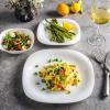 imageGibson Home Ultra 18 Piece Break and Chip Resistant Dinnerware Plates and Bowls Set Round Service for 6 Opal Glass WhiteOpal Glass  Square
