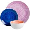 imageGibson Home Vibes Dinnerware Set Service for 4 12pcs Assorted ColorsHand Painted