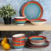 imageGibson Home Vibes Dinnerware Set Service for 4 12pcs Assorted ColorsRainbow Blue