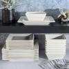 imageGibson Home Zen Buffet Hard Square Porcelain Chip and Scratch Resistant Dinnerware Set White Service for 8 24pcs