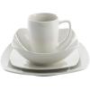 imageGibson Home Zen Buffet Porcelain Chip and Scratch Resistant Dinnerware Plates Bowls and Mugs Set Service for 4 16pcs White Square Dishes