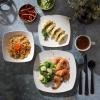 imageGibson Home Zen Buffet Porcelain Chip and Scratch Resistant Dinnerware Plates Bowls and Mugs Set Service for 4 16pcs White Square Dishes