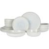 imageGibson Elite Auckland Blue Swirl Stoneware Reactive Glaze 16 Piece Service for 4 Plates and Bowls Dinnerware Set