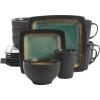 imageGibson Elite Ocean Paradise Square Reactive Glaze Stoneware Dinnerware Set Service for 4 16pcs JadeJade