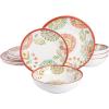 imageGibson Home Mauna Melamine Plastic Dinnerware Set Service for 4 12pcs Brick Floral