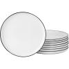 imageGibson Home Oslo 8Piece Porcelain Chip and Scratch Resistant Dinner Plate Set  White wBlack Rim