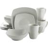 imageGibson Home Zen Buffet Porcelain Chip and Scratch Resistant Dinnerware Plates Bowls and Mugs Set Service for 4 16pcs White Square Dishes