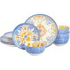 imageLaurie Gates by Gibson Hand Painted Tierra Mix and Match Dinnerware Set Service for 4 12pcs Tile