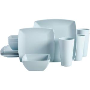imageGibson Home Soho Grayson Square Melamine Dinnerware Set Service for Four 16pc Mint