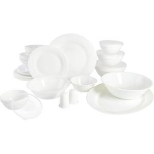 imageGibson Home Ultra 18 Piece Break and Chip Resistant Dinnerware Plates and Bowls Set Round Service for 6 Opal Glass WhiteOpal Glass