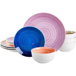 imageGibson Home Vibes Dinnerware Set Service for 4 12pcs Assorted ColorsHand Painted