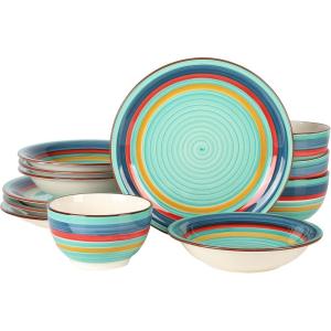 imageGibson Home Vibes Dinnerware Set Service for 4 12pcs Assorted ColorsRainbow Green
