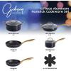imageGibson Home 12 Piece Heavy Gauge Nonstick Induction Aluminum Cookware Set wFelt Protector  Black with Gold Speckle Interior