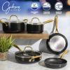 imageGibson Home 12 Piece Heavy Gauge Nonstick Induction Aluminum Cookware Set wFelt Protector  Black with Gold Speckle Interior