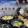 imageGibson Home 12 Piece Heavy Gauge Nonstick Induction Aluminum Cookware Set wFelt Protector  Black with Gold Speckle Interior