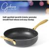 imageGibson Home 12 Piece Heavy Gauge Nonstick Induction Aluminum Cookware Set wFelt Protector  Black with Gold Speckle Interior