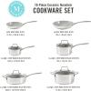 imageMartha Stewart Delaroux 10 Piece Stainless Steel Cookware Set wPFAs Free Premium Nonstick Ceramic Interior