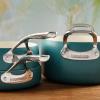 imageOprahs Favorite Things  12 Piece Triply Stainless Steel Pots and Pans Cookware Set wNonStick NonToxic Ceramic Interior Ceramic Steamer Inserts ampamp 12 Protective Care BagsAgave Blue