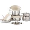 imageOprahs Favorite Things  12 Piece Triply Stainless Steel Pots and Pans Cookware Set wNonStick NonToxic Ceramic Interior Ceramic Steamer Inserts ampamp 12 Protective Care BagsStainless Steel and Cream
