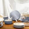 imageOprahs Favorite Things  12 Piece Triply Stainless Steel Pots and Pans Cookware Set wNonStick NonToxic Ceramic Interior Ceramic Steamer Inserts ampamp 12 Protective Care BagsPeriwinkle Blue