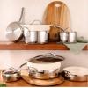 imageOprahs Favorite Things  12 Piece Triply Stainless Steel Pots and Pans Cookware Set wNonStick NonToxic Ceramic Interior Ceramic Steamer Inserts ampamp 12 Protective Care BagsStainless Steel and Cream
