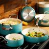 imageOprahs Favorite Things  12 Piece Triply Stainless Steel Pots and Pans Cookware Set wNonStick NonToxic Ceramic Interior Ceramic Steamer Inserts ampamp 12 Protective Care BagsAgave Blue