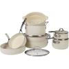 imageOprahs Favorite Things  12 Piece Triply Stainless Steel Pots and Pans Cookware Set wNonStick NonToxic Ceramic Interior Ceramic Steamer Inserts ampamp 12 Protective Care BagsOat White