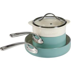 imageOprahs Favorite Things  12 Piece Triply Stainless Steel Pots and Pans Cookware Set wNonStick NonToxic Ceramic Interior Ceramic Steamer Inserts ampamp 12 Protective Care BagsSage Green