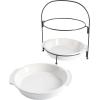 imageGibson Home Gracious Dining 2Tier Serving Set wMetal Stand White