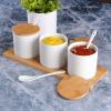 imageGibson Home Gracious Dining Dinnerware 10pc Condiment Jars wSpoons White