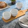 imageGibson Home Gracious Dining Dinnerware 3pc Tidbit Bowl Set wBamboo Tray White 3Piece Tidbit Bowl wBamboo Tray