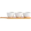 imageGibson Home Gracious Dining Dinnerware 3pc Tidbit Bowl Set wBamboo Tray White 3Piece Tidbit Bowl wBamboo Tray