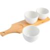 imageGibson Home Gracious Dining Dinnerware 3pc Tidbit Bowl Set wBamboo Tray White 3Piece Tidbit Bowl wBamboo Tray