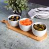 imageGibson Home Gracious Dining Dinnerware 3pc Tidbit Bowl Set wBamboo Tray White 3Piece Tidbit Bowl wBamboo Tray