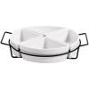 imageGibson Elite Gracious Dining Dinnerware 4Section Tray Set with Metal Rack White