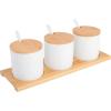 imageGibson Home Gracious Dining Dinnerware 10pc Condiment Jars wSpoons White