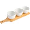 imageGibson Home Gracious Dining Dinnerware 3pc Tidbit Bowl Set wBamboo Tray White 3Piece Tidbit Bowl wBamboo Tray