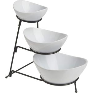 imageGibson Elite Gracious Dining Dinnerware 3Tier Oval Bowl White