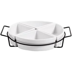 imageGibson Elite Gracious Dining Dinnerware 4Section Tray Set with Metal Rack White