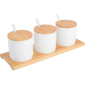 imageGibson Home Gracious Dining Dinnerware 10pc Condiment Jars wSpoons White