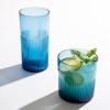 imageLyon Sky 8 Piece Hand Made 18 OZ Lapis Blue Colored Glass Tumbler Set wCoasters