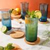 imageLyon Sky 8 Piece Hand Made 18 OZ Lapis Blue Colored Glass Tumbler Set wCoasters
