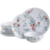 imageMartha Stewart Dragonfly Decorated Melamine Dinnerware Set  White Service for 4 12pcs