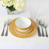imageMartha Stewart Gracie Lane High Fired Porcelain Chip and Scratch Resistant Plates and Bowls Set White wGold Band Service for 4Gold w Gold Rim