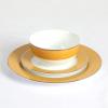 imageMartha Stewart Gracie Lane High Fired Porcelain Chip and Scratch Resistant Plates and Bowls Set White wGold Band Service for 4Gold w Gold Rim