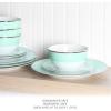 imageMartha Stewart Gracie Lane High Fired Porcelain Chip and Scratch Resistant Plates and Bowls Set White wGold Band Service for 4Martha Blue w Gold Rim